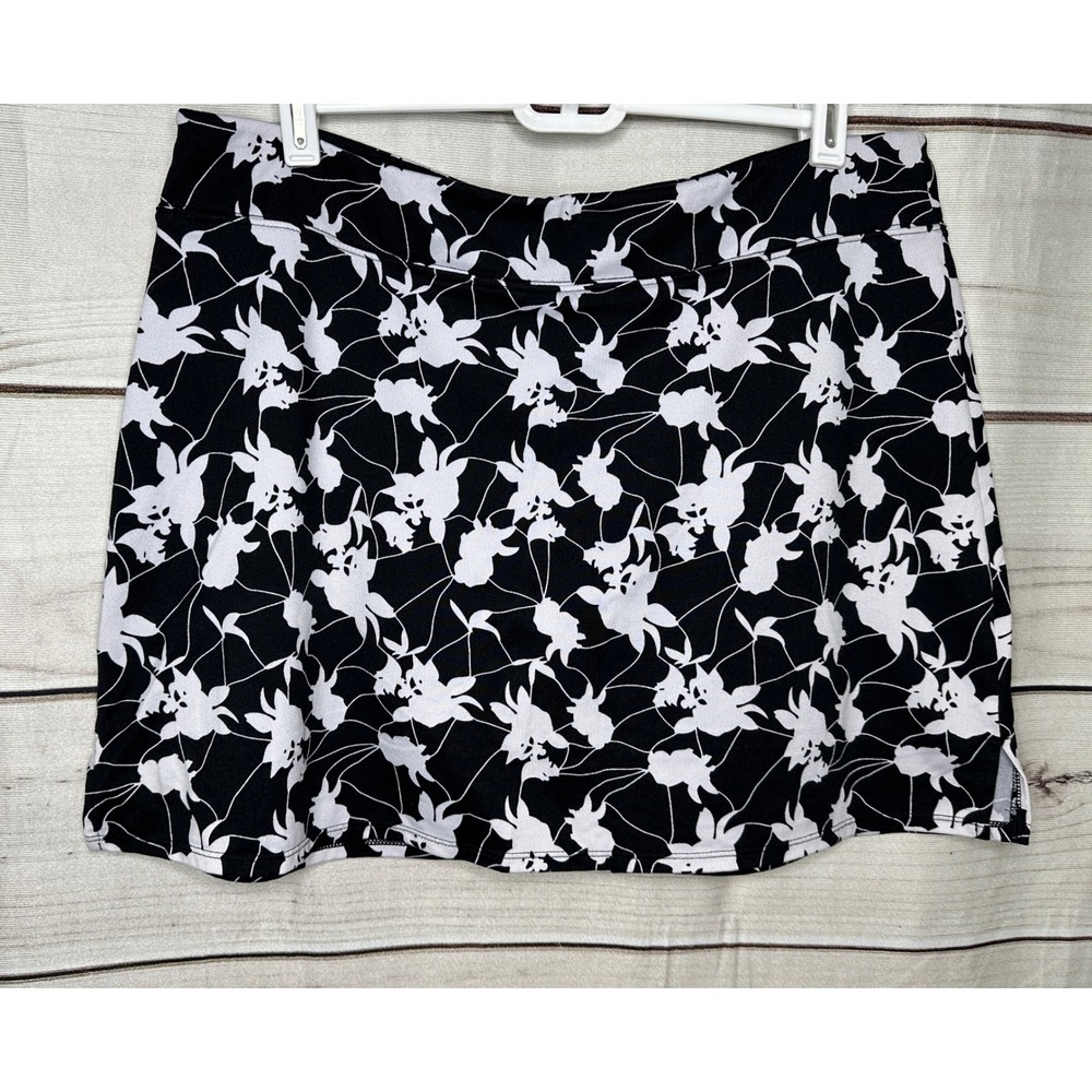 Tranquility Skort Women Large Black White Floral Athletic Golf Tennis Skirt